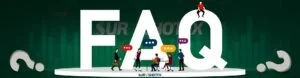 Green background Cover Photo with characters and a text FAQ