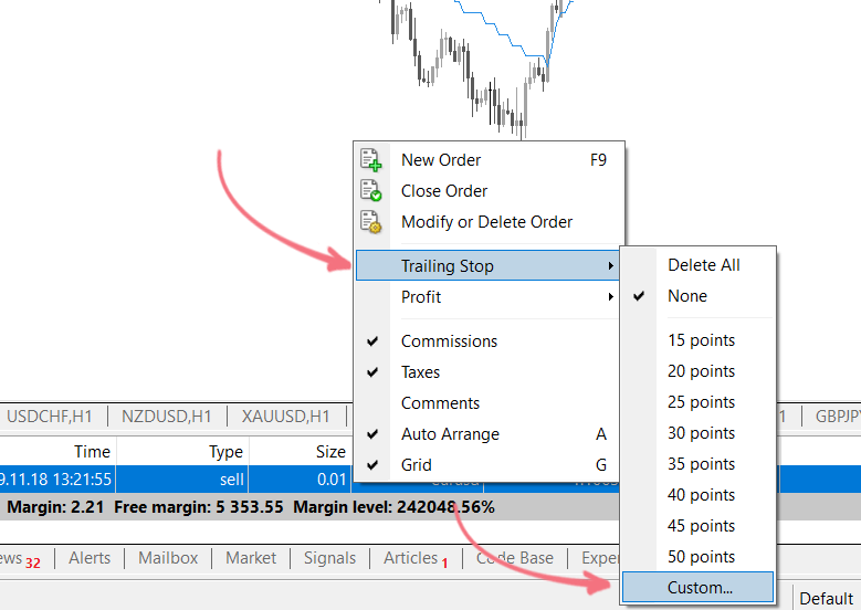 How to Setup Trailing Stop in MT4