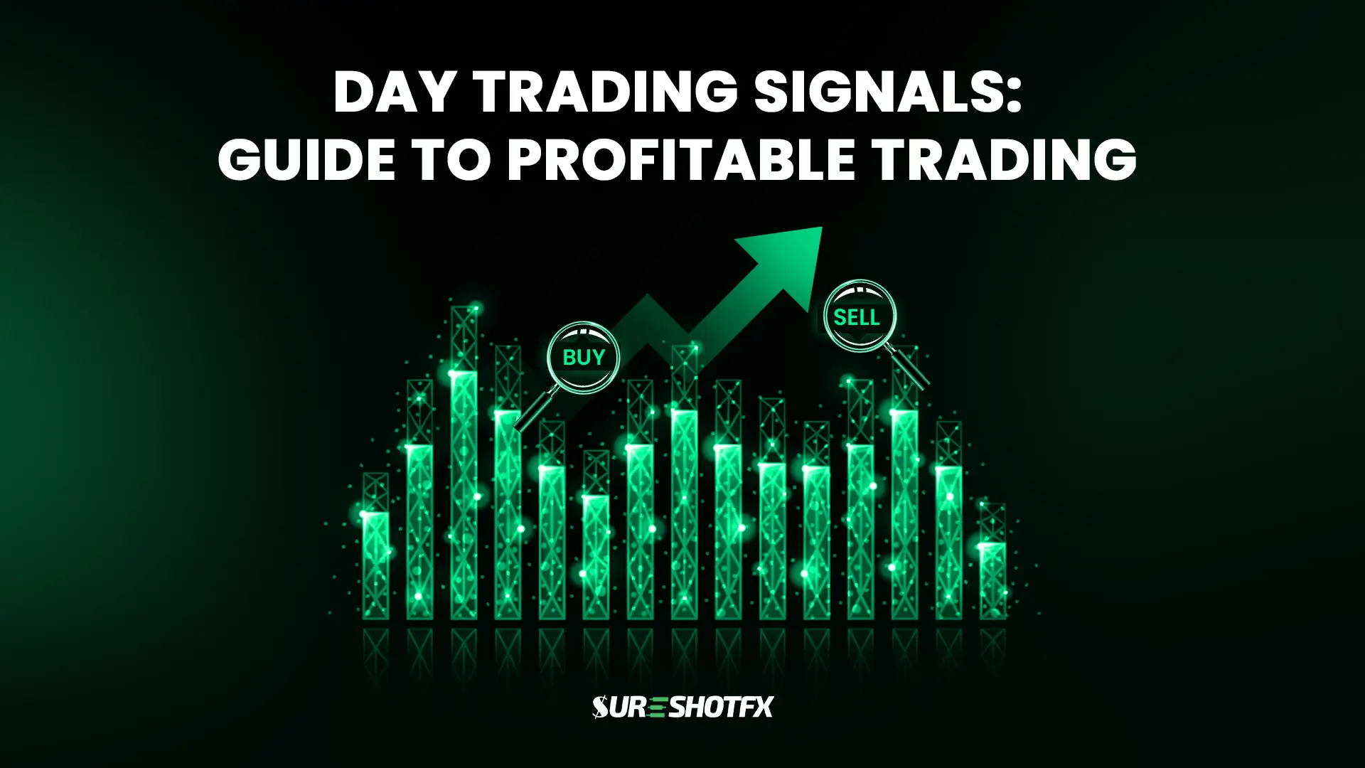 Day Trading Signals Banner - showcasing a bullish chart of the forex market.