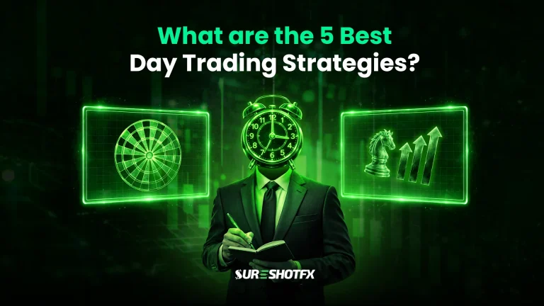 Five best day trading strategies illustrated with technical analysis charts, timing tools, and price trend indicators.
