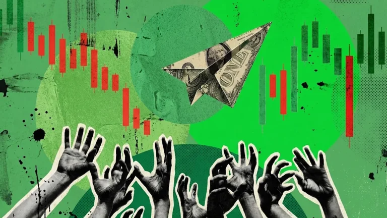 Symbolic representation of US dollar weakness showing falling forex charts and market sentiment reacting to economic uncertainty.