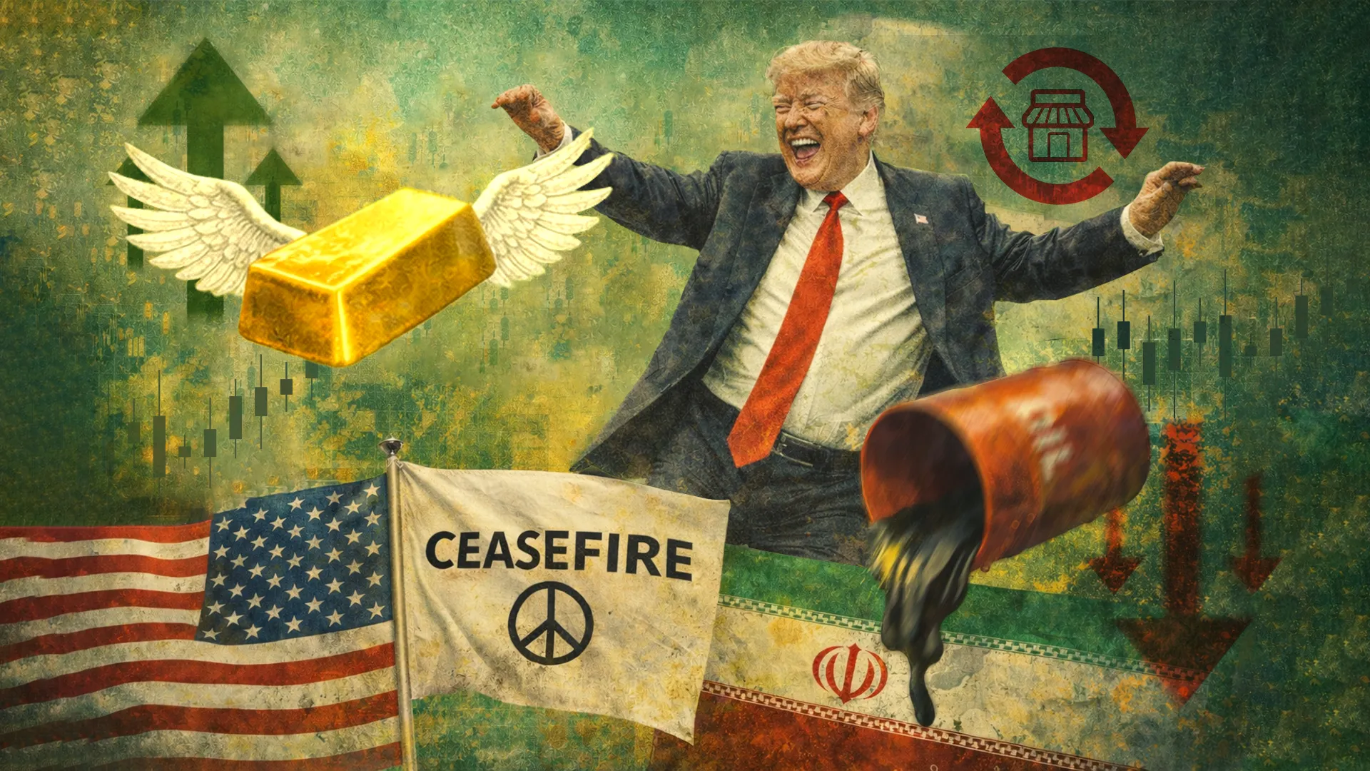 Gold Oil Prices React to Trump's Iran Ceasefire